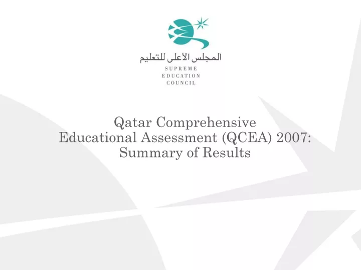 qatar comprehensive educational assessment qcea 2007 summary of results