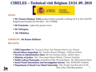 CIBELES – Technical visit Belgium 23/24 .09. 2010