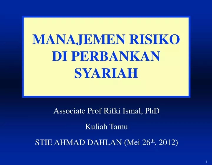 manajemen risiko di perbankan syariah