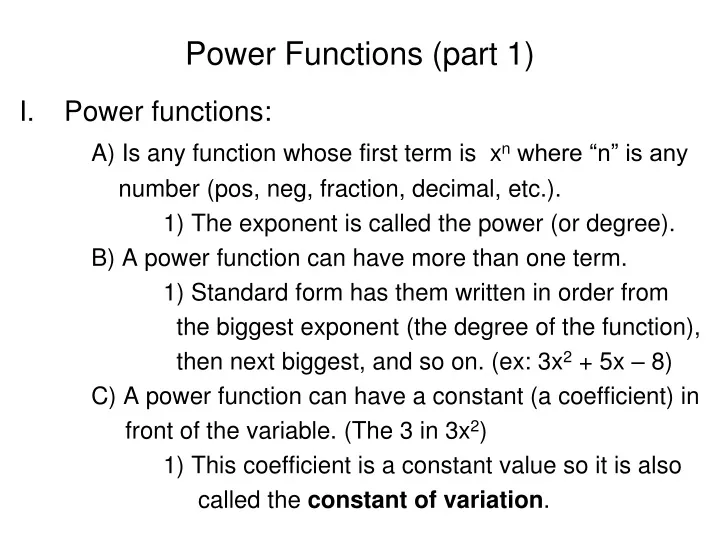 power functions part 1