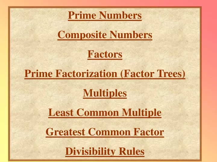prime numbers composite numbers factors prime