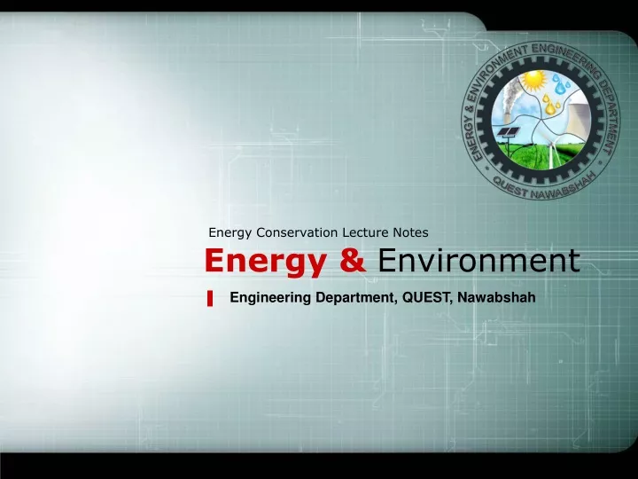 energy conservation lecture notes