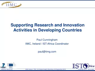 Supporting Research and Innovation Activities in Developing Countries