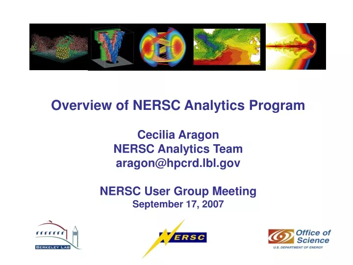 overview of nersc analytics program cecilia