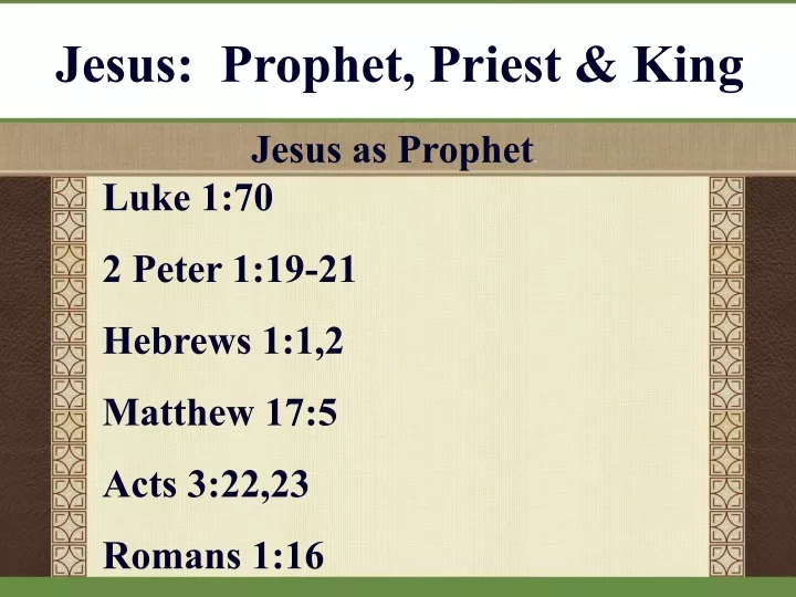 jesus prophet priest king