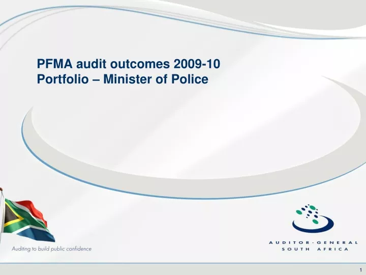 pfma audit outcomes 2009 10 portfolio minister of police