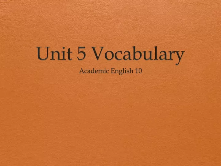 unit 5 vocabulary