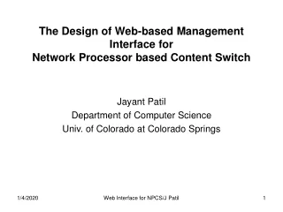The Design of Web-based Management Interface for Network Processor based Content Switch