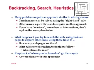 Backtracking, Search, Heuristics