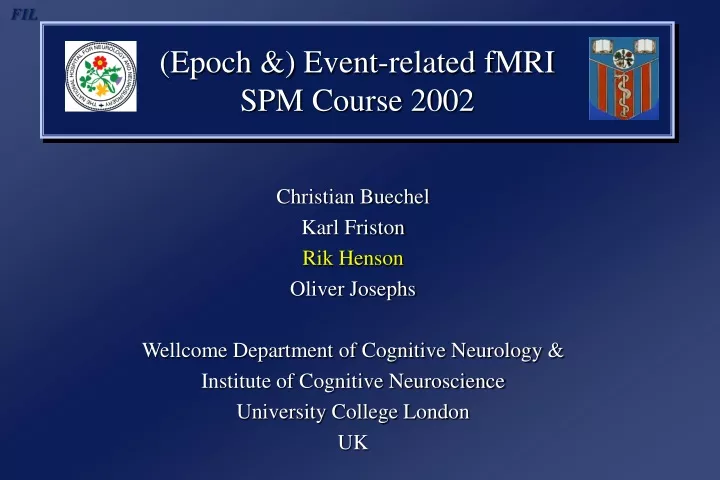 epoch event related fmri spm course 2002