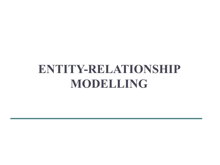 entity relationship modelling