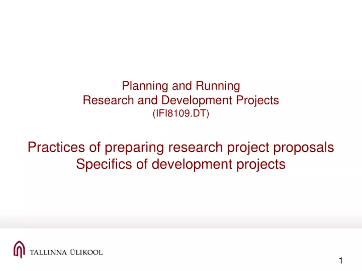 planning and running research and development