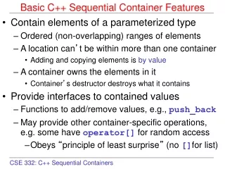 Basic C++ Sequential Container Features