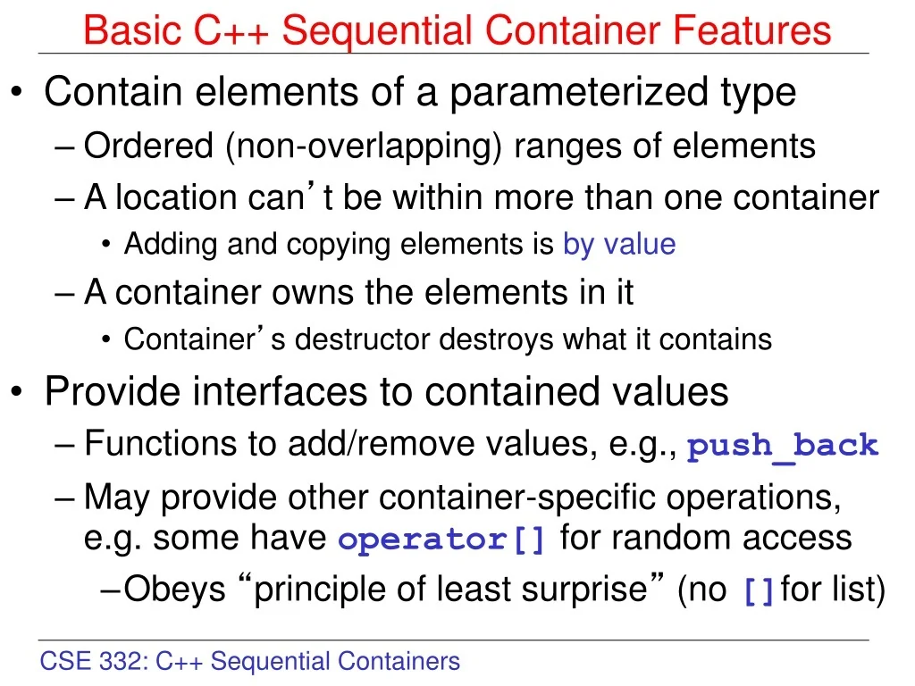 PPT - Exploring C++ Sequential Containers & Iterators PowerPoint ...