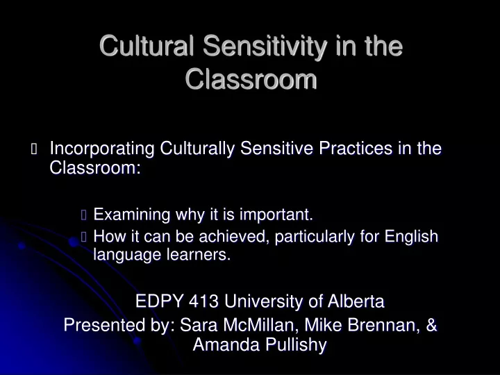 cultural sensitivity in the classroom