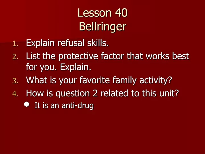 lesson 40 bellringer