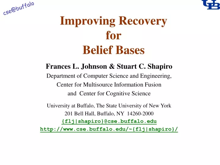 improving recovery for belief bases