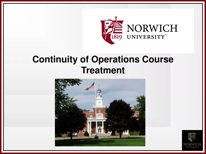 continuity of operations course treatment