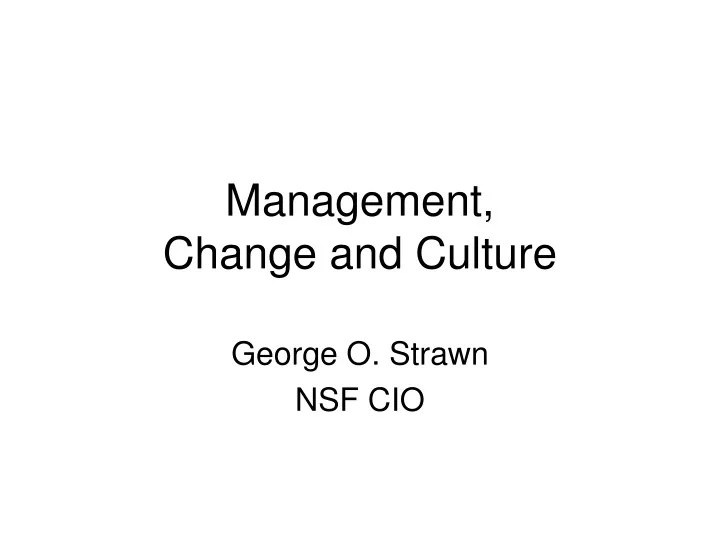 management change and culture