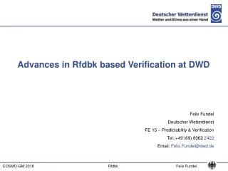 Advances in  Rfdbk  based Verification at DWD
