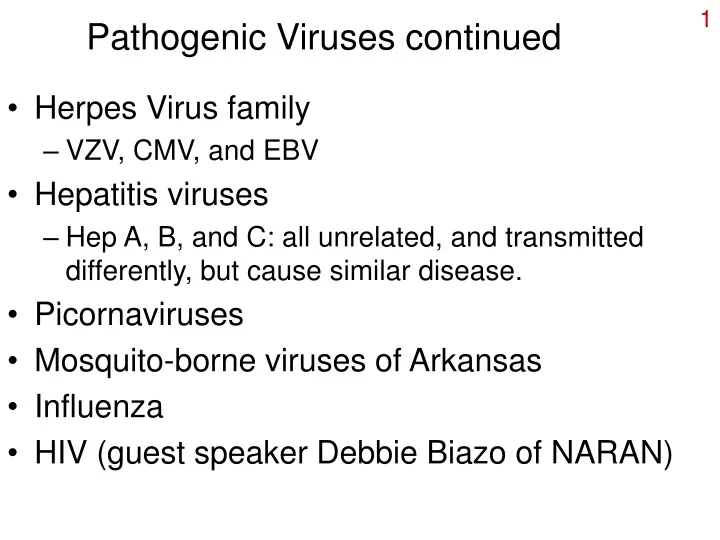 pathogenic viruses continued