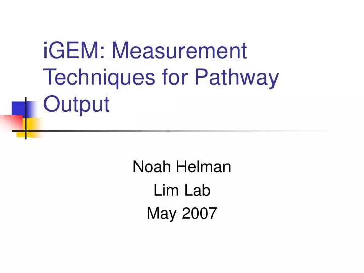 igem measurement techniques for pathway output