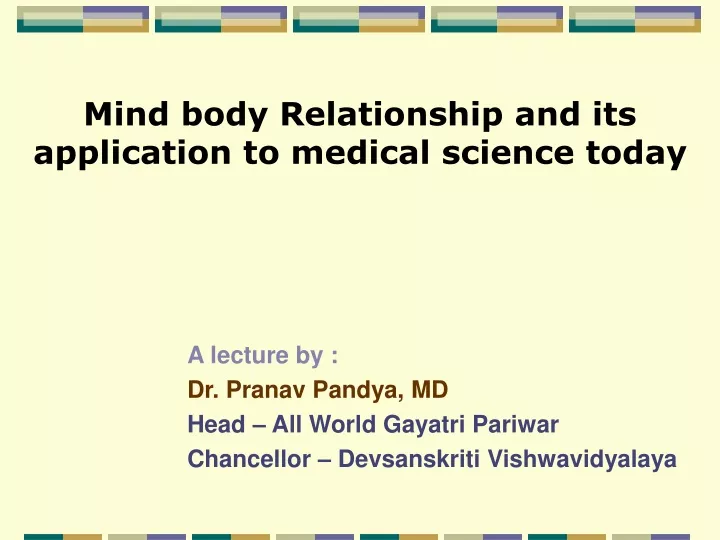 mind body relationship and its application