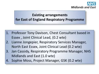 Existing arrangements  for East of England Respiratory Programme