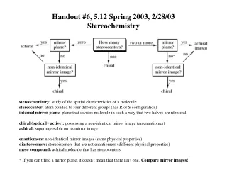 Handout #6, 5.12 Spring 2003, 2/28/03  Stereochemistry
