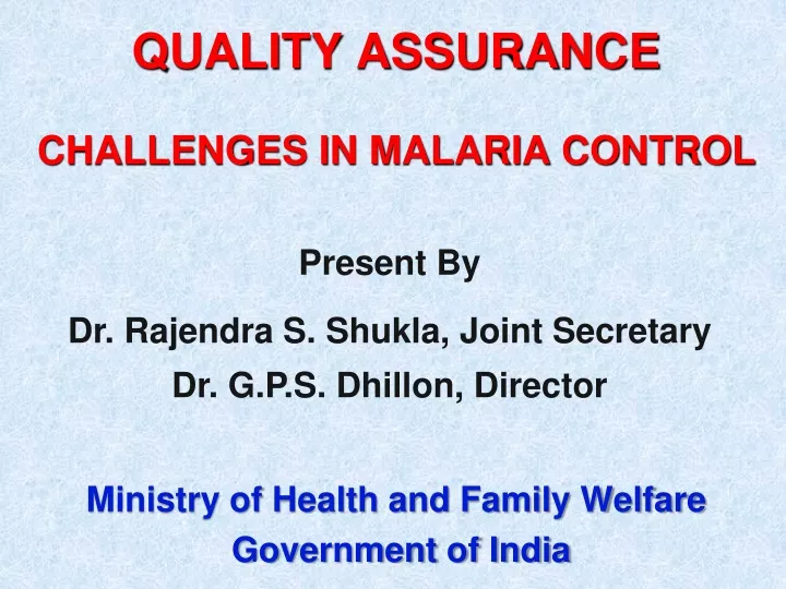 quality assurance challenges in malaria control