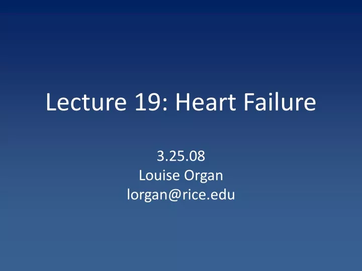 lecture 19 heart failure