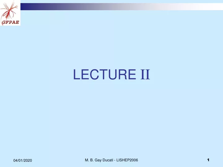 lecture ii