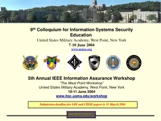 9 th  Colloquium for Information Systems Security Education