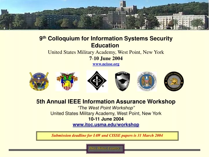 9 th colloquium for information systems security