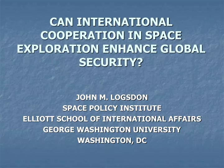 can international cooperation in space exploration enhance global security