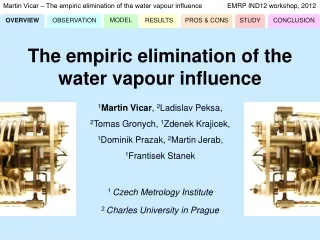Martin Vicar ‒ The empiric elimination of the water vapour influence	EMRP IND12 workshop, 2012