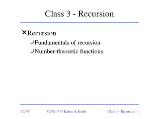 Class 3 - Recursion