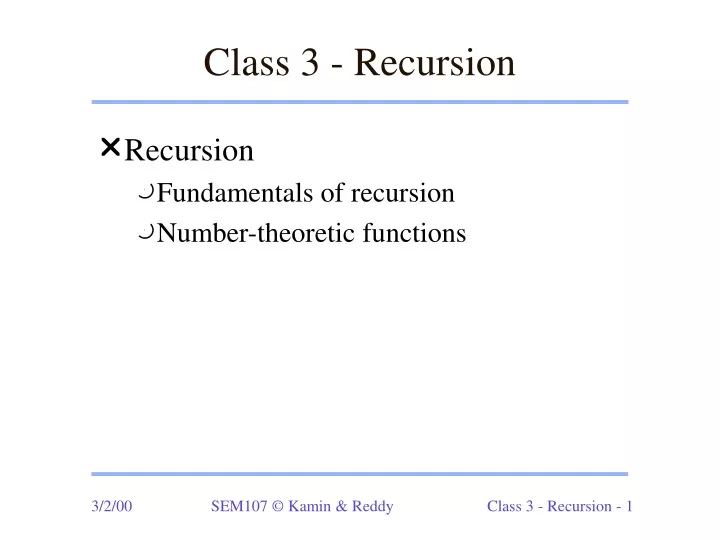 class 3 recursion