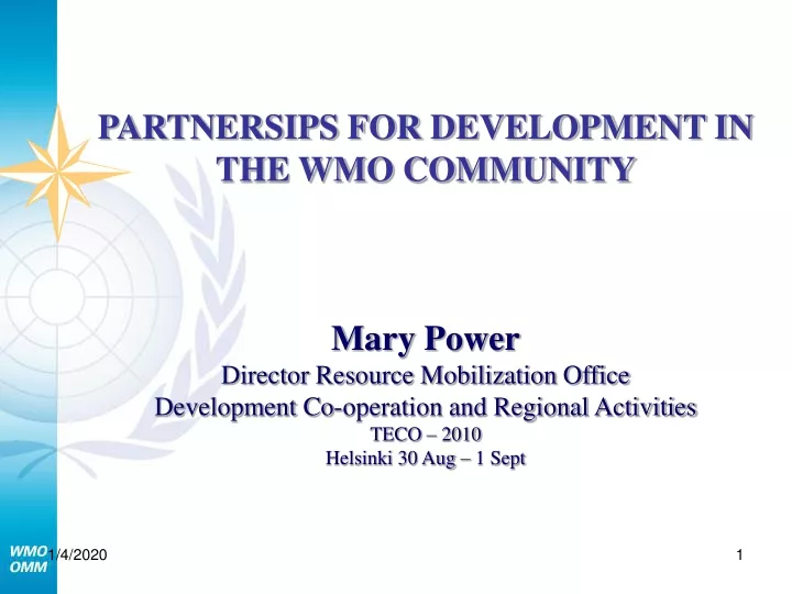 partnersips for development in the wmo community