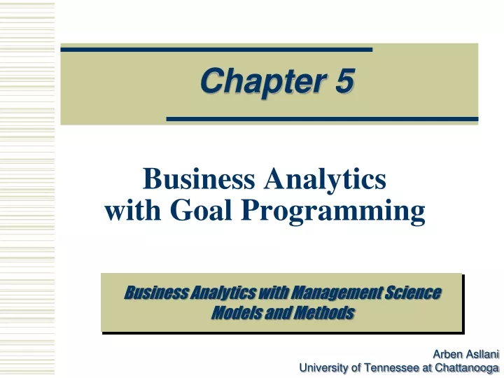 business analytics with goal programming