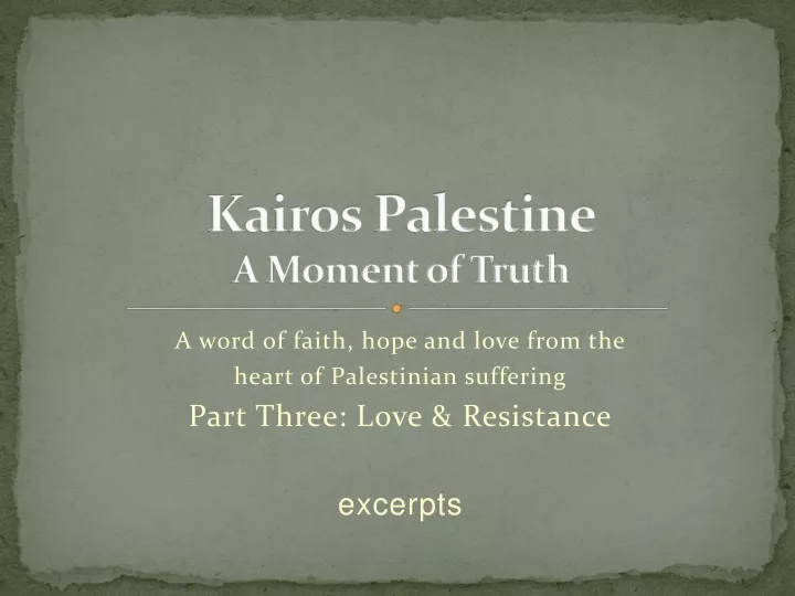 kairos palestine a moment of truth