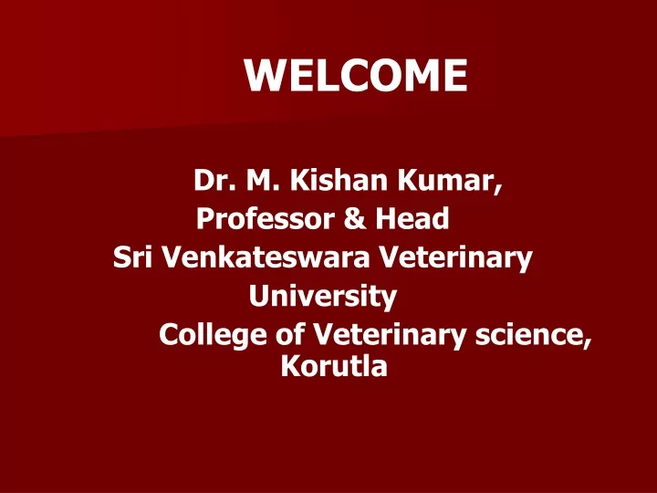 welcome dr m kishan kumar professor head