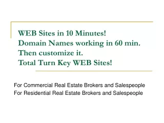 For Commercial Real Estate Brokers and Salespeople