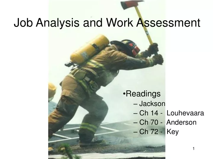 job analysis and work assessment