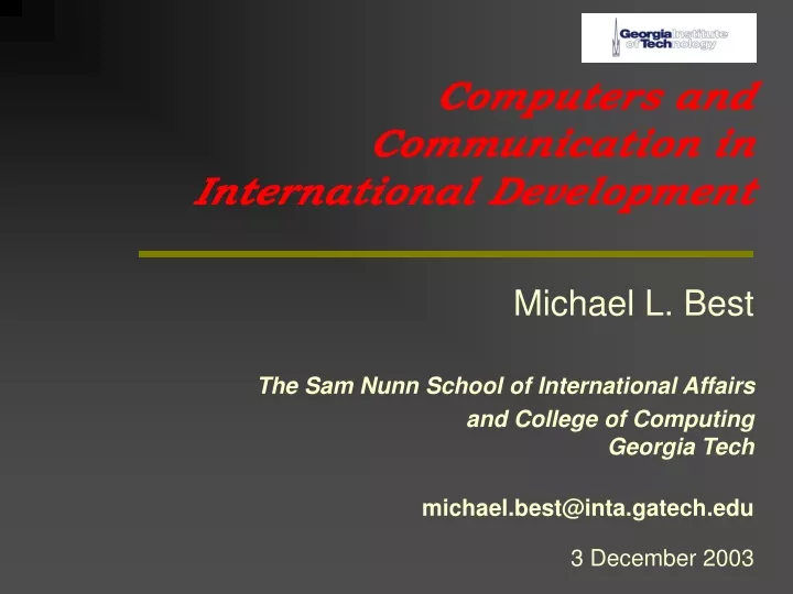 computers and communication in international development
