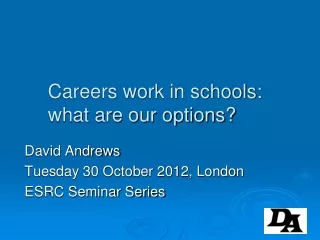 Careers work in schools:  what are our options?