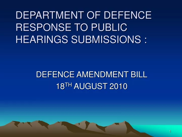 department of defence response to public hearings submissions