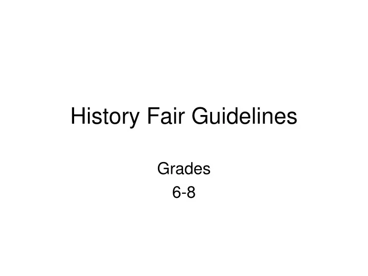 history fair guidelines
