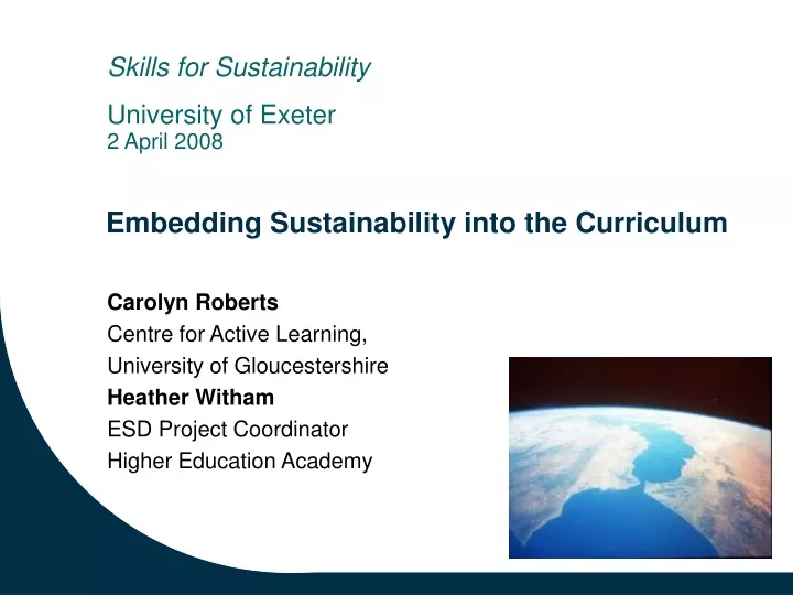 embedding sustainability into the curriculum
