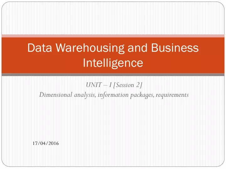 data warehousing and business intelligence